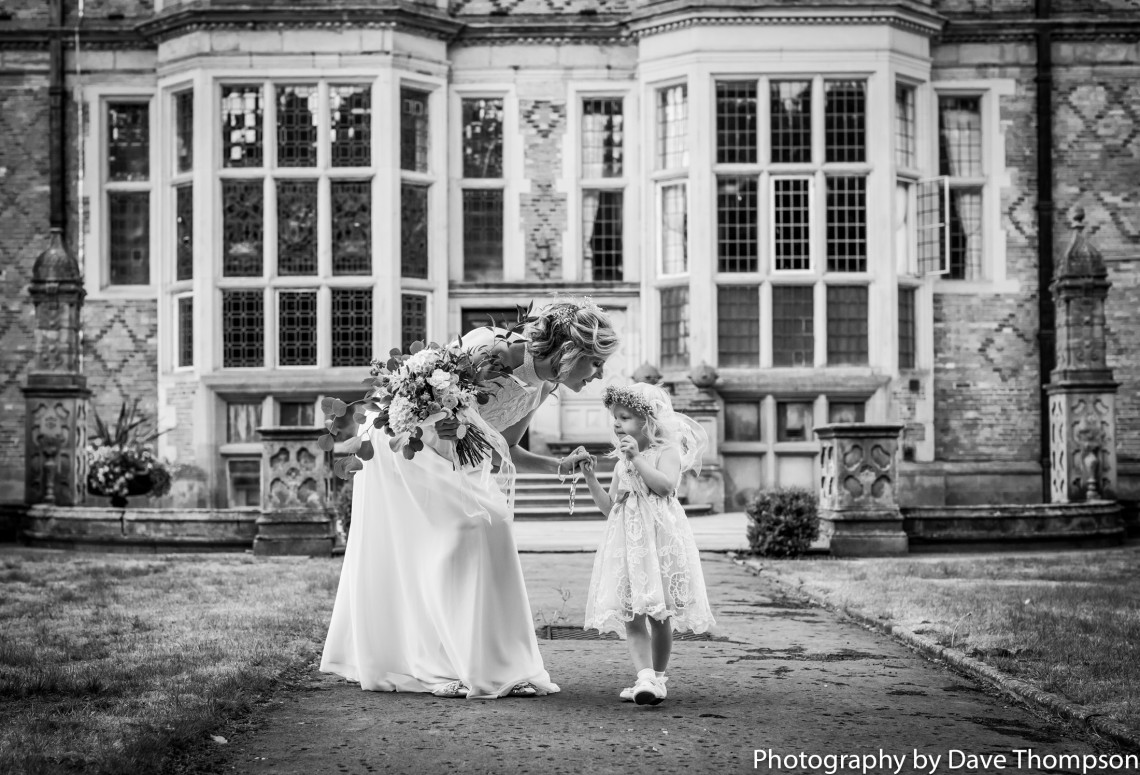 Bride and her daughter outside Crewe Hall