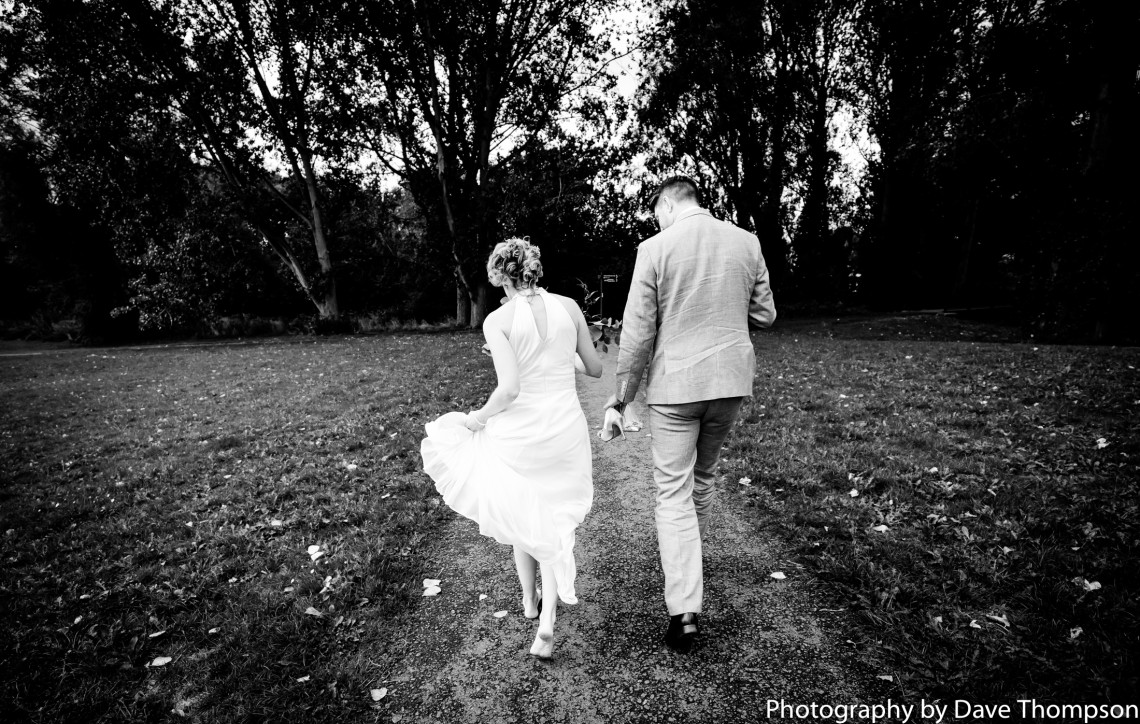 Newlyweds hand in hand