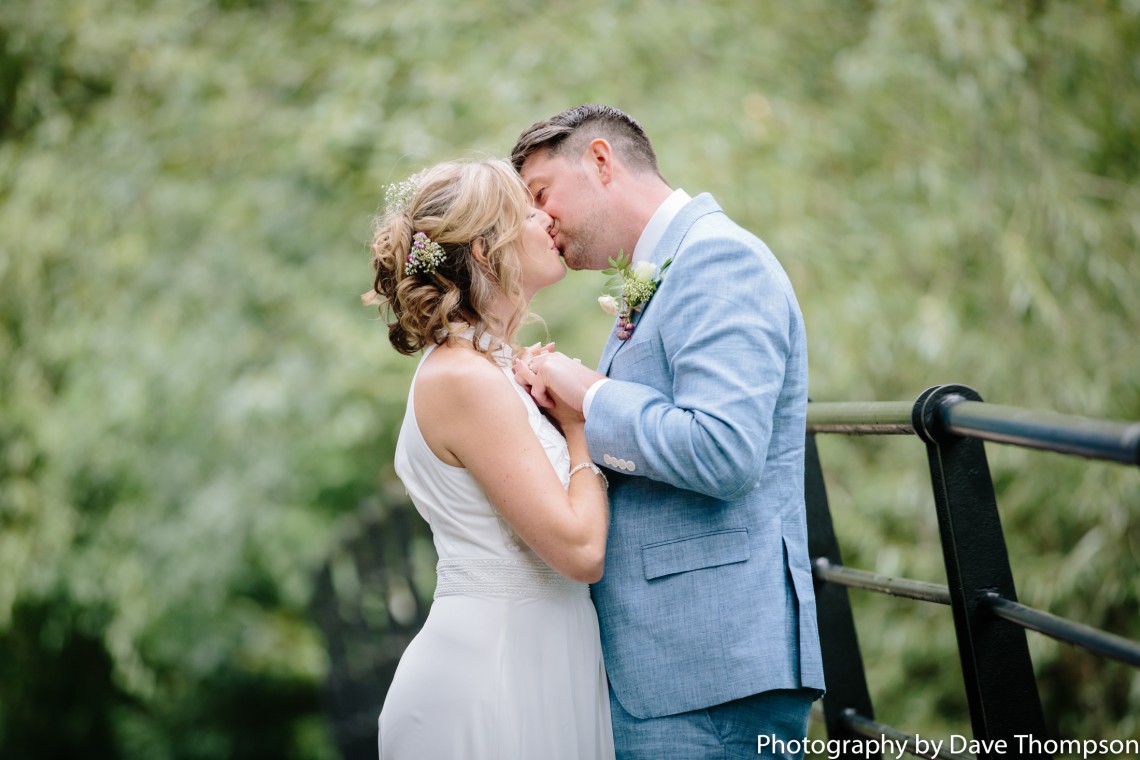 A kiss for the bride and groom