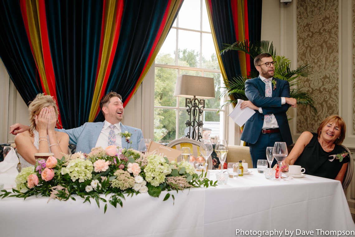 Best mans speech during the wedding breakfast at Residence, Nantwich