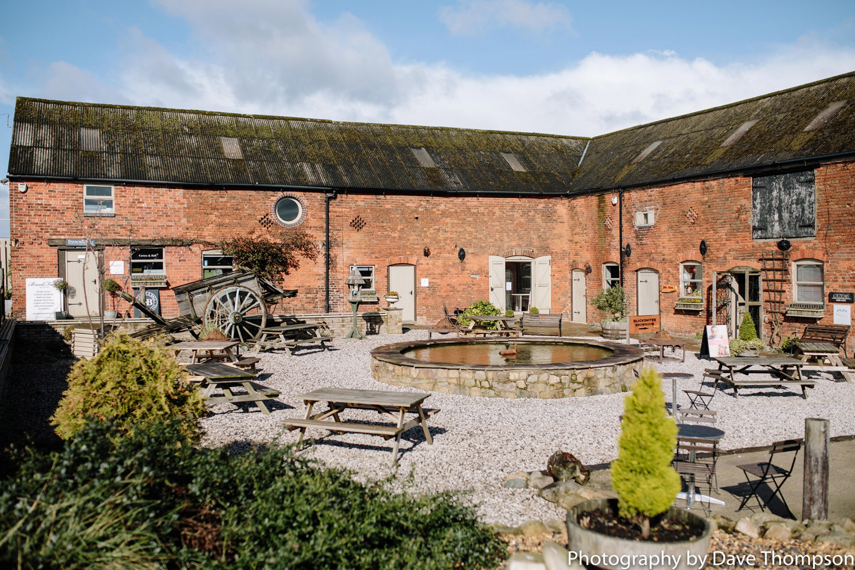 A view of the courtyard at Alcumlow Wedding Barn