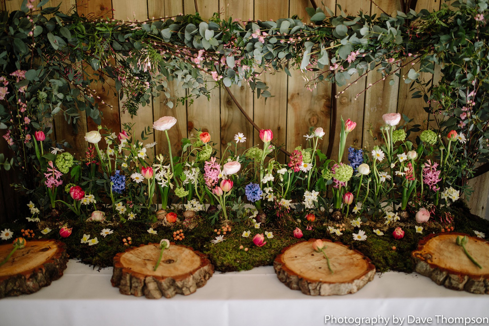 Flowers on display during the Tables dressed for a wedding at Alcumlow Wedding Barn Open Weekend