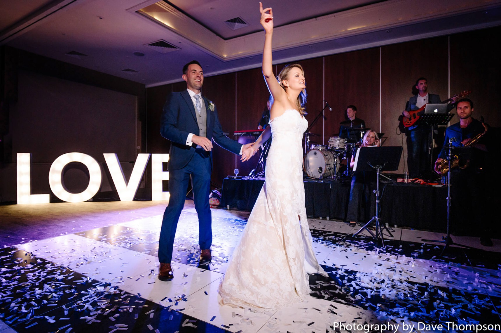 The bride and groom during their first dance