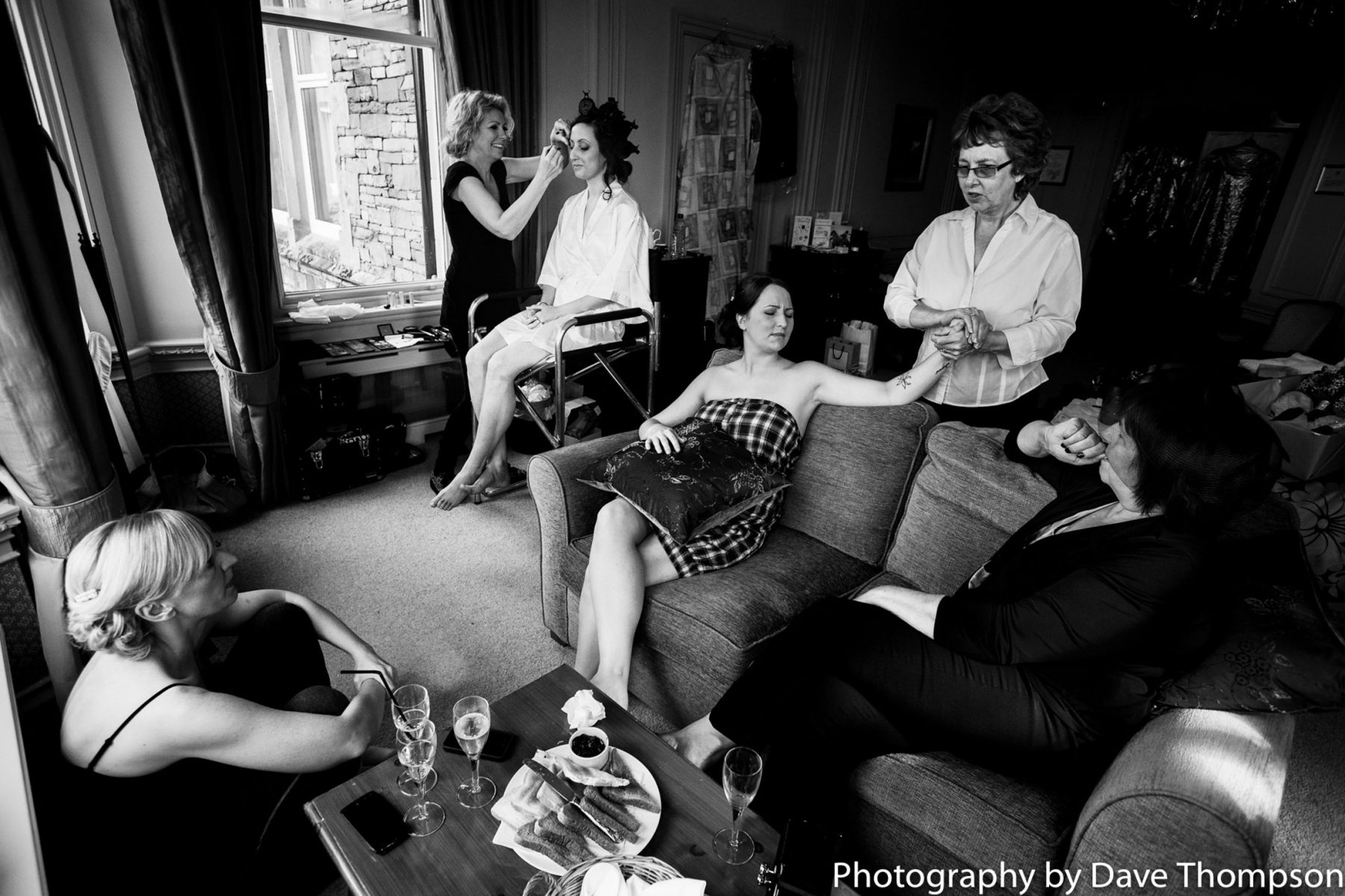 Family gather round during Bridal prep
