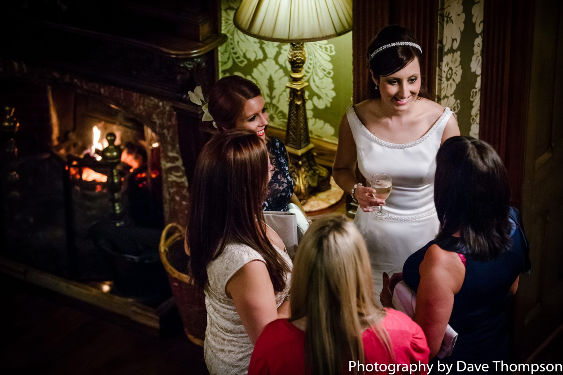 The bride talks to guests