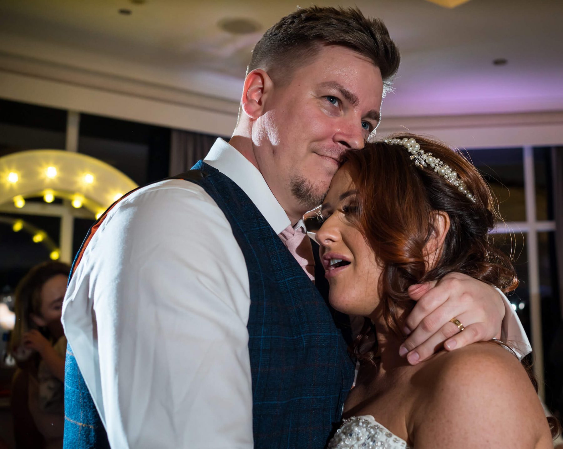 Hollin Hall Hotel Wedding Photographer - A portrait of the bride and groom during thier first dance