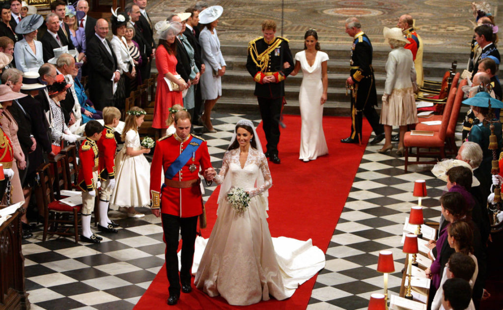 Prince William and Kate Middleton walk down the aisle