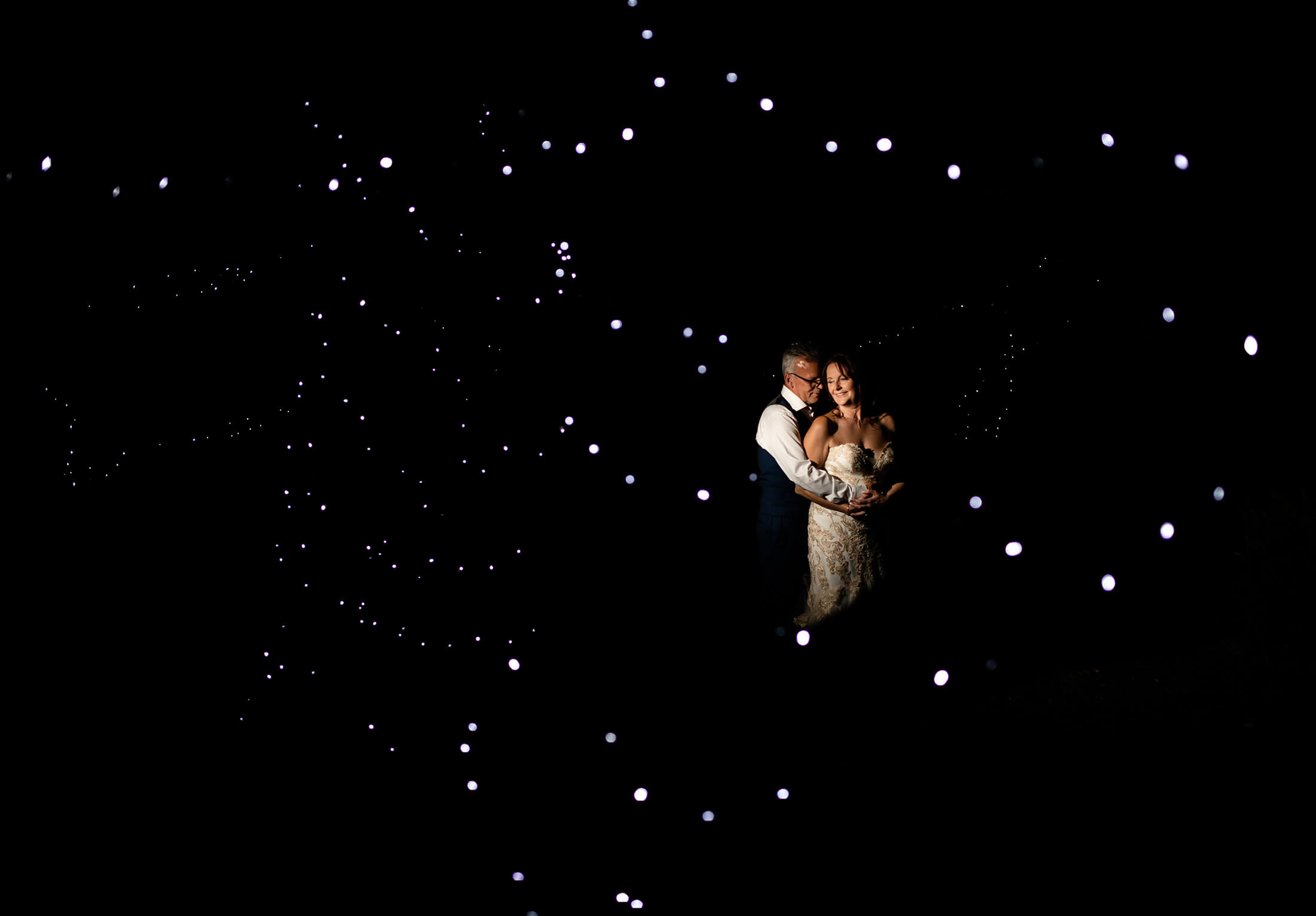An evening portrait of the bride and groom in Alsager Cheshire