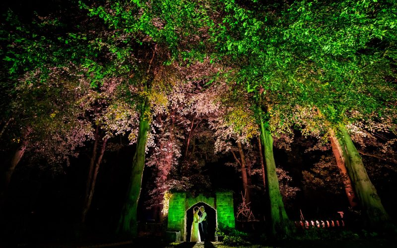 A portraint of the brde and groom following their wedding at the home in Alsager, Cheshire. Alsager wedding photographer.