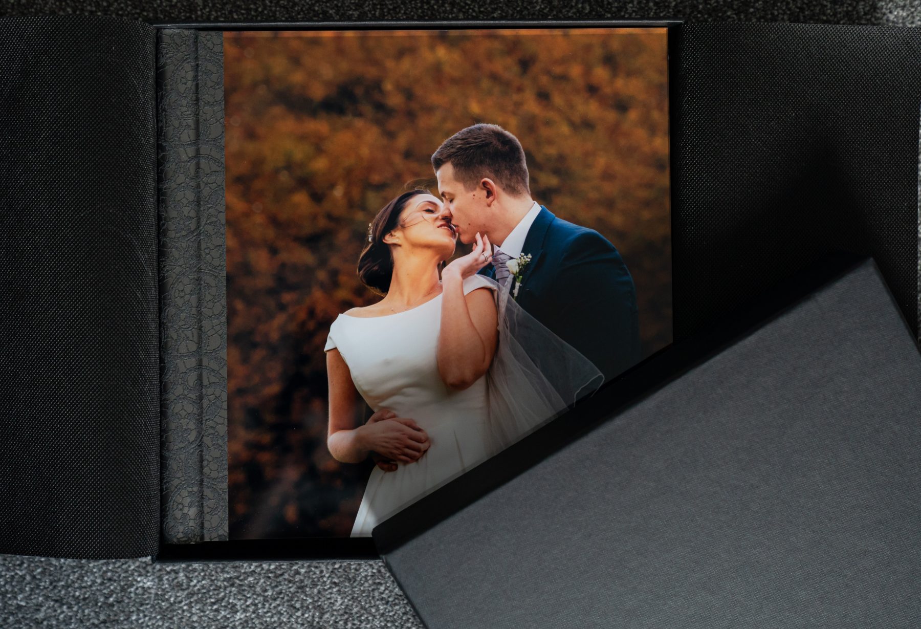 The cover of an acrylic wedding album