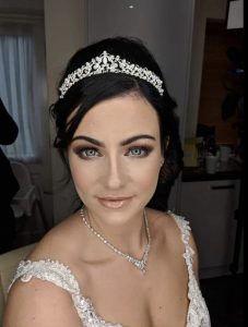 A fully made up Bride completed by Stockport make up artist Nikki Jaye and Dirty Blondes Hair Design