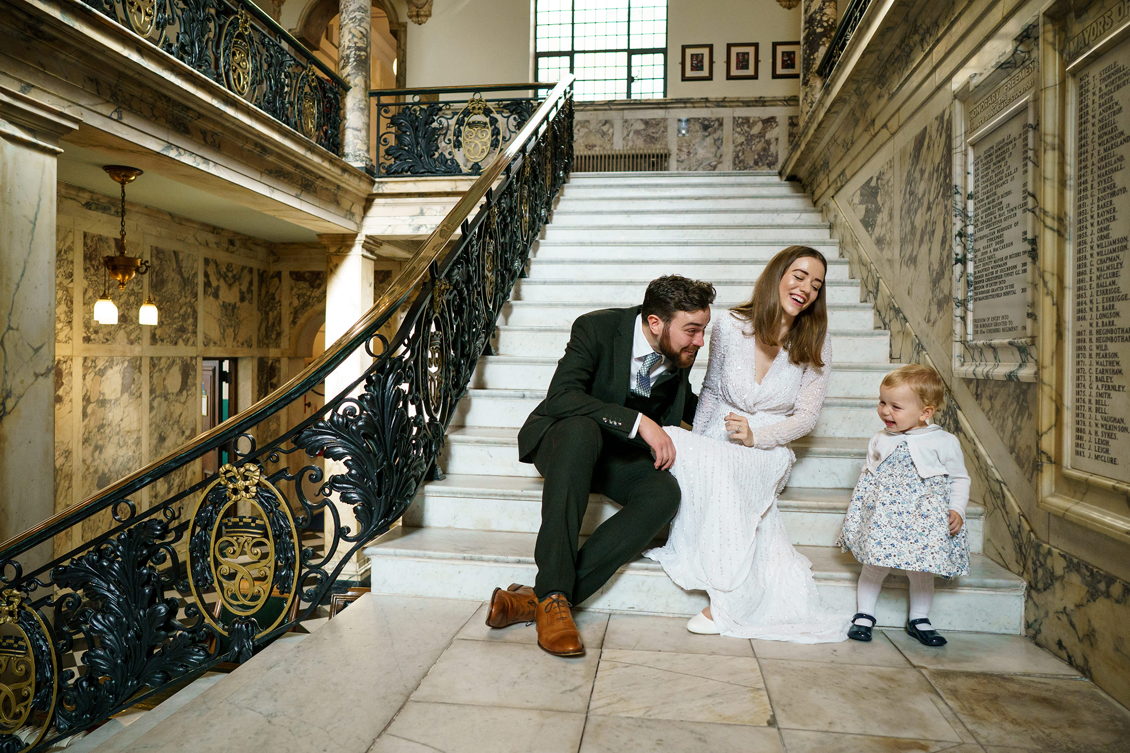 A wedding at Stockport Town Hall Marble Staircase